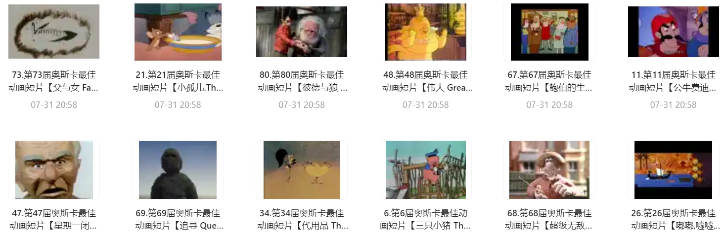 奥斯卡最佳动画短片 1932-2023